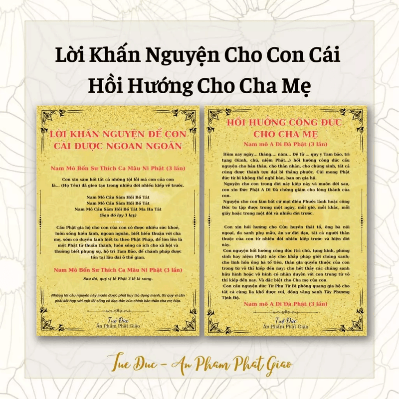 Lời Khấn Nguyện Để Con Cái Được Ngoan Ngoãn - Hồi Hướng Công Đức Cho Cha Mẹ