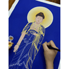 (40x65cm) Tranh tô Phật A Di Đà (tặng kèm cọ, màu nhũ vàng)
