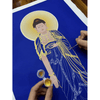 (40x65cm) Tranh tô Phật A Di Đà (tặng kèm cọ, màu nhũ vàng)