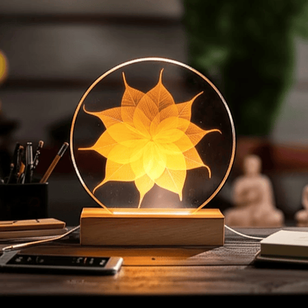 [Lá Thật 100%] Đèn Hào Quang Lá Bồ Đề hình bông hoa Mandala