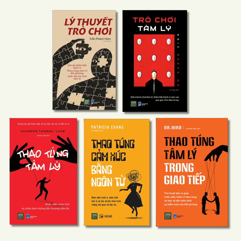 Combo sách 5 cuốn: Lý thuyết trò chơi + Trò chơi tâm lý + Thao túng tâm lý trong giao tiếp + Thao túng cảm xúc bằng ngôn từ + Thao túng tâm lý