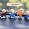 (Tặng miếng dán) Bộ tượng "Tứ Không" để xe ô tô, trang trí nhà cửa bằng gốm sứ cao cấp