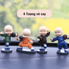 (Tặng miếng dán) Bộ tượng "Tứ Không" để xe ô tô, trang trí nhà cửa bằng gốm sứ cao cấp
