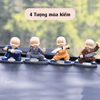 (Tặng miếng dán) Bộ tượng "Tứ Không" để xe ô tô, trang trí nhà cửa bằng gốm sứ cao cấp