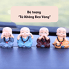 (Tặng miếng dán) Bộ tượng "Tứ Không" để xe ô tô, trang trí nhà cửa bằng gốm sứ cao cấp