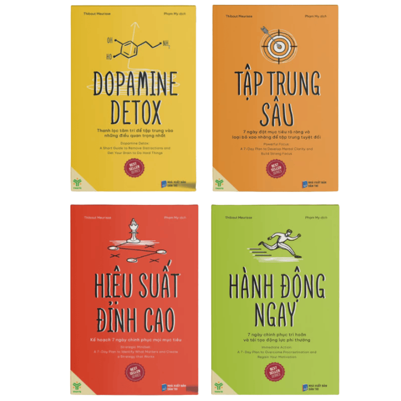 (Combo 4 cuốn) BỘ SÁCH HIỆU XUẤT: Hiệu Suất Đỉnh Cao, Dopamine Detox, Hành Động Ngay, Tập Trung Sâu - Ymate