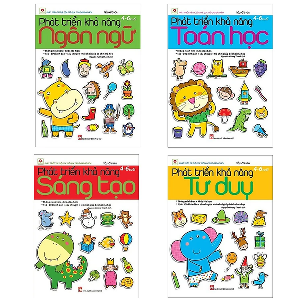 Combo 4 Cuốn Sách Phát Triển Khả Năng Cho Bé (4 - 6 Tuổi): Sáng Tạo + Tư Duy + Ngôn Ngữ + Toán Học