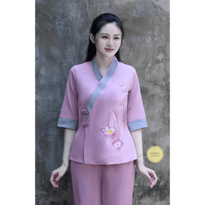 DL25 tím hồng (Họa Y Pháp Phục) Đồ Lam Đi Chùa, Top Quần Áo Thời Trang Cho Phật Tử Nữ, đủ size