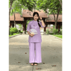 Đồ lam đi chùa nữ đẹp chất LỤA CHÉO Ý thêu tâm an phối sen cao cấp Thiên Di pháp phục lễ chùa