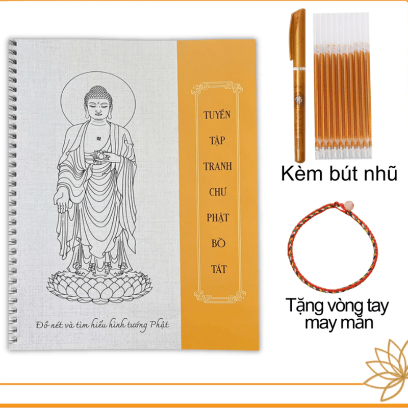 Vở tô tranh hình Tướng Phật in mờ, Vở tô tranh Phật giấy cứng cáp cao cấp