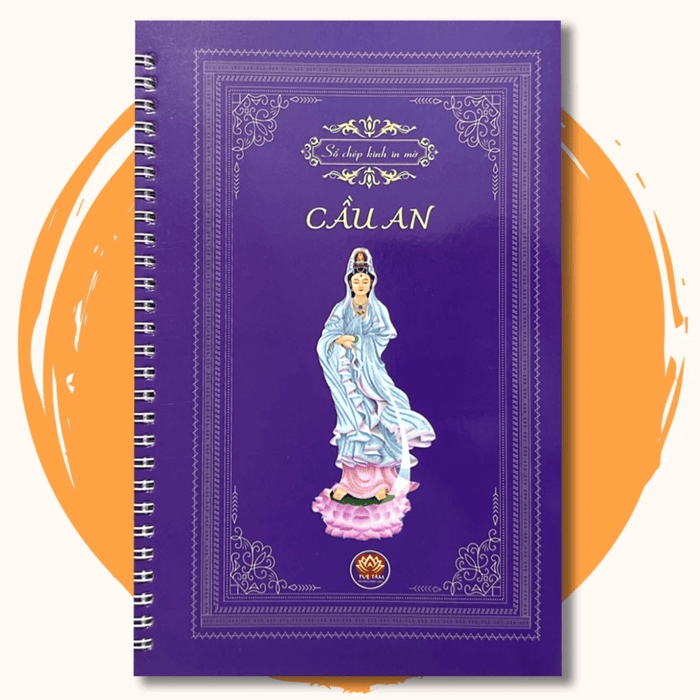 Vở chép Kinh Cầu An, sổ chép kinh Cầu An bìa tím in chữ mờ loại cao cấp dày dặn