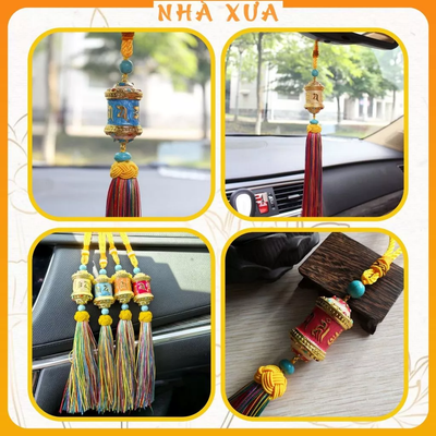 Dây Treo Kinh Luân Xoay - Kim Khánh Treo Xe - Om Mani Padme Hum