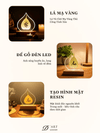 Đèn Led Lá Bồ Đề Thật 100% - Chữ Thư Pháp Mạ Vàng (Kèm Đế Gỗ + phích cắm + hộp đựng)