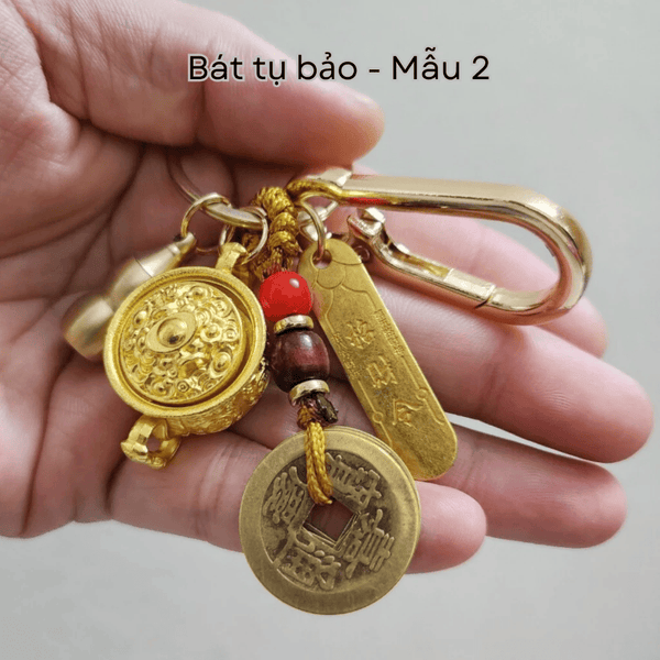 [ Đã Khai Quang ] Móc khóa bát tụ bảo xoay 12 con giáp (Mẫu 2)