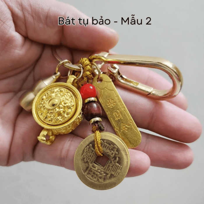 [ Đã Khai Quang ] Móc khóa bát tụ bảo xoay 12 con giáp (Mẫu 2)