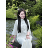 Đồ Đi Lễ Chùa Thêu Hoa Cách Tân, Đồ Lam Đi Chùa Tơ Hoa Dây Tai Thỏ Không Dặm Ngứa - Pháp phục đi lễ chùa