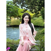 Đồ Đi Lễ Chùa Thêu Hoa Cách Tân, Đồ Lam Đi Chùa Tơ Hoa Dây Tai Thỏ Không Dặm Ngứa - Pháp phục đi lễ chùa