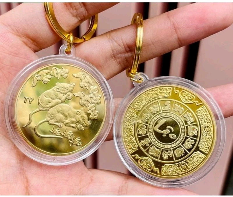 Móc khóa phong thủy xu 12 con giáp độc đáo, ý nghĩa