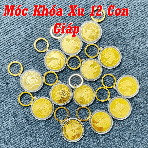 Móc khóa phong thủy xu 12 con giáp độc đáo, ý nghĩa