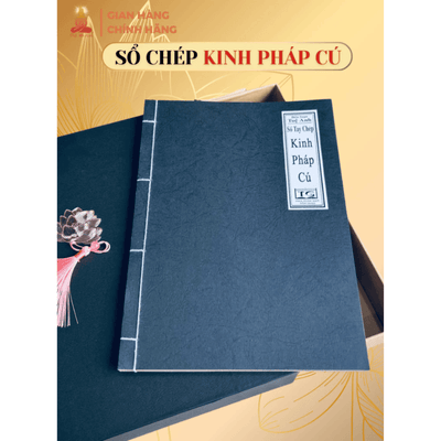 Sổ chép Kinh Pháp Cú in mờ Tuệ Anh/ Vở chép Kinh giấy cổ (Tặng kèm Hộp đựng)