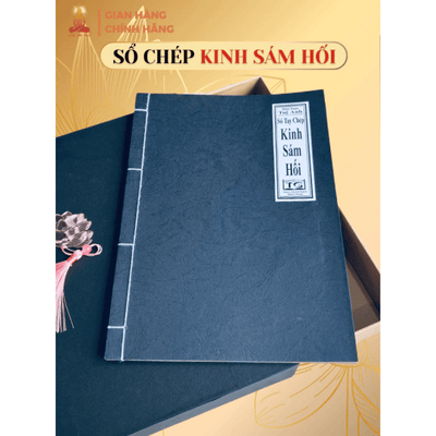 Sổ tay chép Kinh Sám Hối in mờ Tuệ Anh/ Vở chép Kinh giấy cổ (Tặng kèm Hộp đựng)