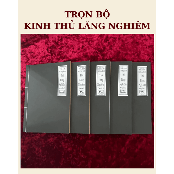 Trọn bộ 5 quyển Sổ chép Kinh Thủ Lăng Nghiêm in mờ/ Vở giấy cổ (Tặng kèm Hộp, Vòng) -Tuệ Anh