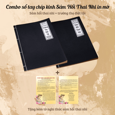 (Có che tên sản phẩm) Combo sổ chép kinh Sám Hối Thai Nhi in mờ (Sổ chép kinh Sám Hối Thai Nhi + Sổ chép kinh Trường Thọ Diệt Tội) tặng kèm tờ nghi thức sám hối thai nhi - Tuệ Anh