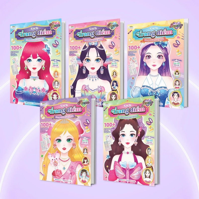 Sách Combo trang điểm công chúa Hàn Quốc (Tô màu và bóc dán hơn 500+ stickers)