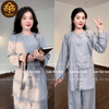 Pháp phục đồ lam đi chùa truyền thống nam/nữ nút cây vải kate loại 1 mát thấm hút mồ hôi