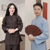 Pháp phục đồ lam đi chùa truyền thống nam/nữ nút cây vải kate loại 1 mát thấm hút mồ hôi