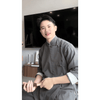 Đồ lam đi chùa Bảo Nghiêm pháp phục nam/nữ vạt hò cổ tàu nút tết vải đũi cao cấp - Lam Tuệ Anh