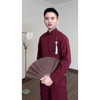 Đồ lam đi chùa Bảo Nghiêm pháp phục nam/nữ vạt hò cổ tàu nút tết vải đũi cao cấp - Lam Tuệ Anh