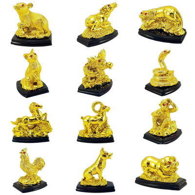 [ĐÃ KHAI QUANG] Tượng 12 con giáp sơn xi mạ vàng may mắn sức khỏe tài lộc