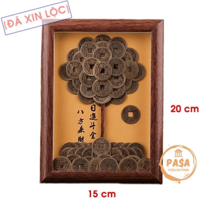 [Đã xin lộc] Khung Tranh Cây Tiền Xu Ngũ Đế Tài Lộc, Kết Hợp Từ Xu Cổ Âm Dương Phong Thủy, Rước Tài Lộc