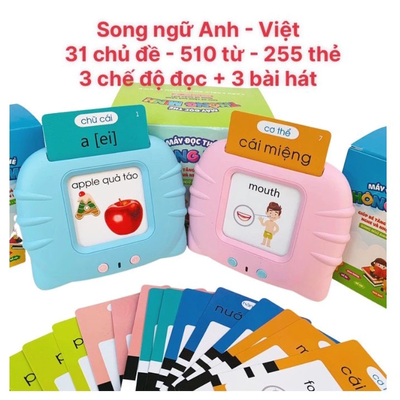 (Flashsale 35%] S5 - (510 từ) Máy đọc thẻ Flashcard học từ vựng song ngữ Anh Việt, tiếng Việt, tiếng Anh không sóng điện từ - Màu xanh