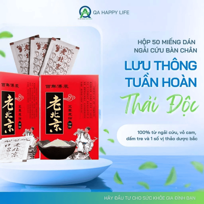 S4 - Hộp 50 miếng dán ngãi cứu thải độc cho bàn chân giúp thải độc lưu thông tuần hoàn máu