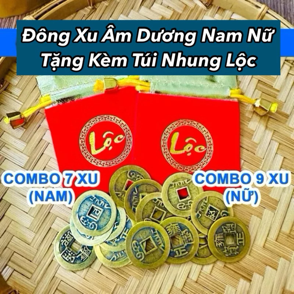 [TẶNG TÚI NHUNG LỘC] Đồng Xu Âm Dương Ngũ Đế Cổ Đã Khai Quang Xin Lộc Bình An May Mắn Decor Phong Thuỷ Cho Nam Nữ