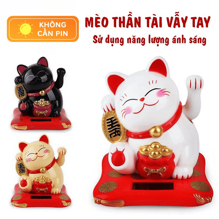 Mèo Thần Tài Vẫy Tay Mini Sử Dụng Năng Lượng Mặt Trời, Năng Lượng Ánh Sáng