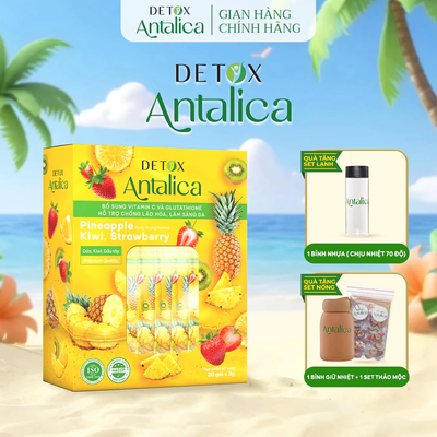 [RẺ VÔ ĐỊCH] Detox Dứa Thơm Antalica Bổ Sung Glutathione Và VitaminC, Thơm Ngon Hộp, 20 Gói TẶNG KÈM Bình giữ nhiệt + trà thảo mộc