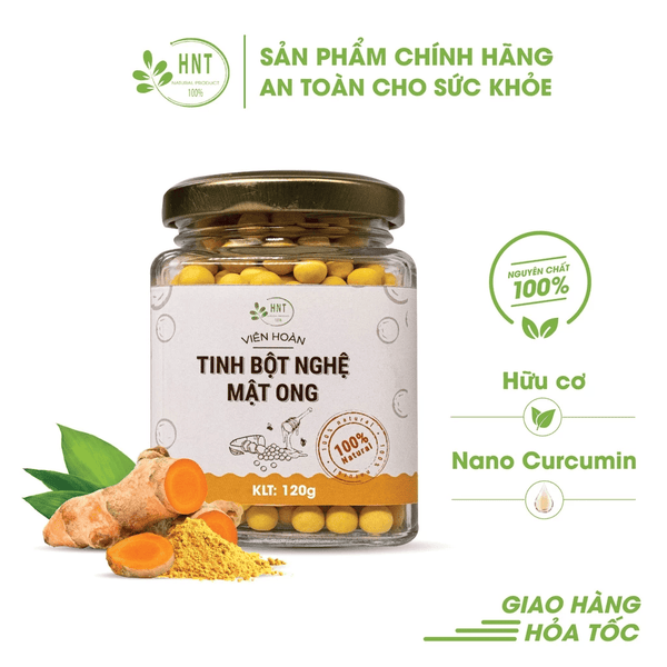Hộp 120g Viên tinh bột nghệ mật ong nguyên chất| tự nhiên, hữu cơ| tốt cho, dạ dày