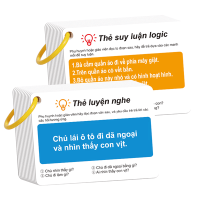 Bộ 2 tập thẻ tập trung thính giác, thẻ tập trung cho trẻ, tương tác giữa cha mẹ và con cái