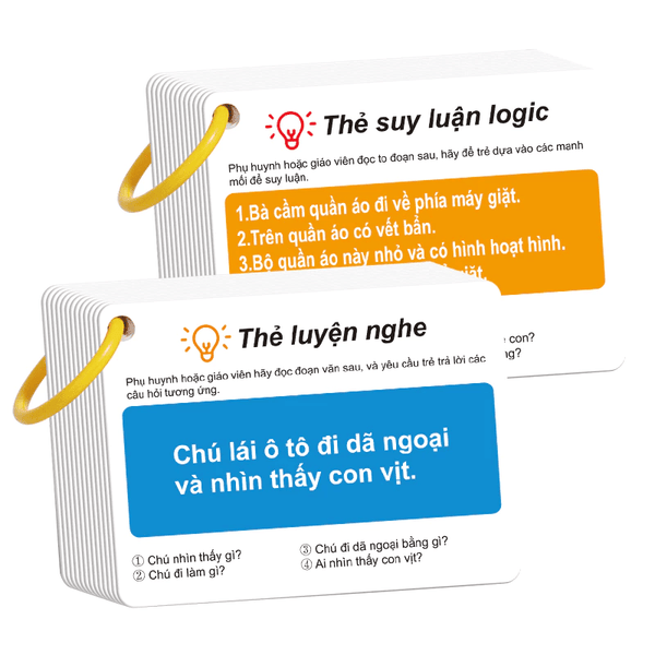 Bộ 2 tập thẻ tập trung thính giác, thẻ tập trung cho trẻ, tương tác giữa cha mẹ và con cái