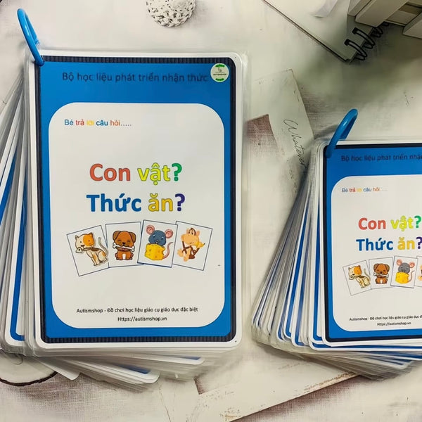 [Thẻ tập nói cho trẻ] 52 thẻ flash chủ đề con vật thức ăn giúp trẻ phát triển ngôn ngữ tư duy cho trẻ