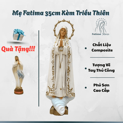 Tượng Đức Mẹ Fatima 15cm | Tượng Công Giáo Composite Cao Cấp Vẽ Tay Thủ Công - Tượng Để Ôtô