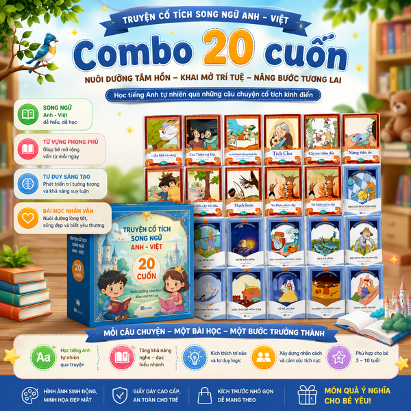 Combo 20 cuốn truyện cổ tích Việt Nam và thế giới (song ngữ Anh - Việt)