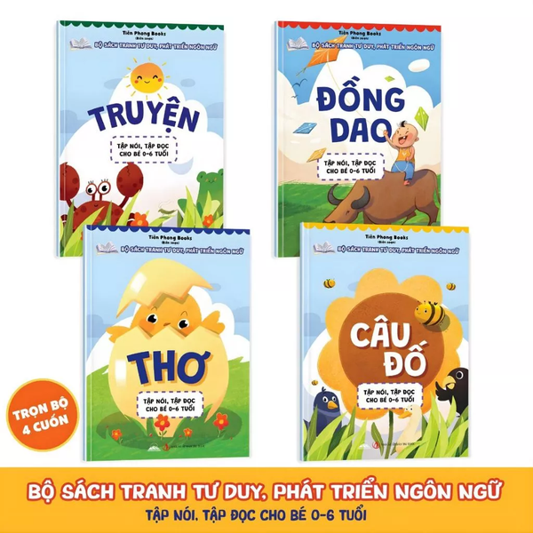[Sale tết thiếu nhi] Sách - Thơ, Truyện, Đồng Dao, Câu Đố, Tập Nói Tập Đọc Cho Bé 0-6 Tuổi - Combo 4 Quyển