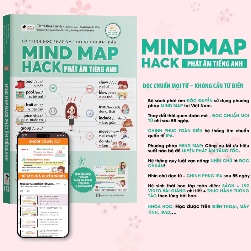 [TẶNG KHOÁ HỌC ĐỘC QUYỀN] Sách Mindmap Hack Phát Âm Tiếng Anh Cho Người Mới Bắt Đầu, Lộ Trình 55 Ngày Chinh Phục IPA