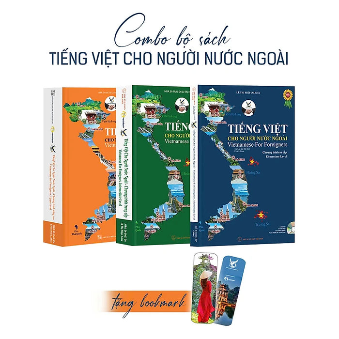 Bộ Sách Tiếng Việt cho người nước ngoài 3 cấp độ Sơ cấp tái bản - Trung cấp (Kèm CD) và Nâng cao (Kèm QR chứa file nghe)