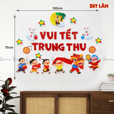 Set Hình Dán Tường Trang Trí Trung Thu - Chất Liệu Cao Cấp Bền Đẹp