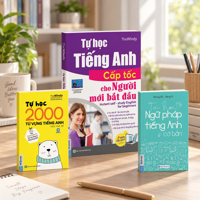 [Tự học tiếng Anh cực dễ] Combo 3 Sách Tự Học Tiếng Anh Cho Người Mới Bắt Đầu – Từ Vựng, Ngữ Pháp Và Giao Tiếp